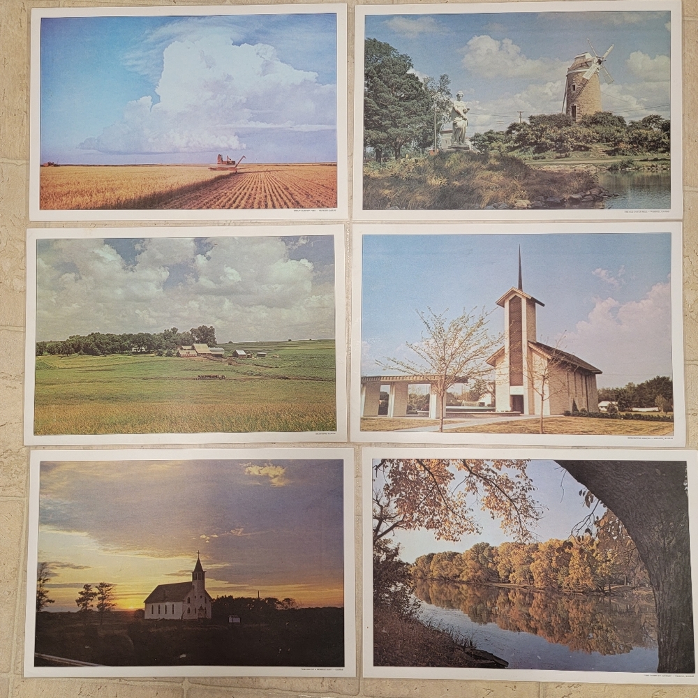(LOT OF 6) Vintage Kansas Reversible Washable Placemats.